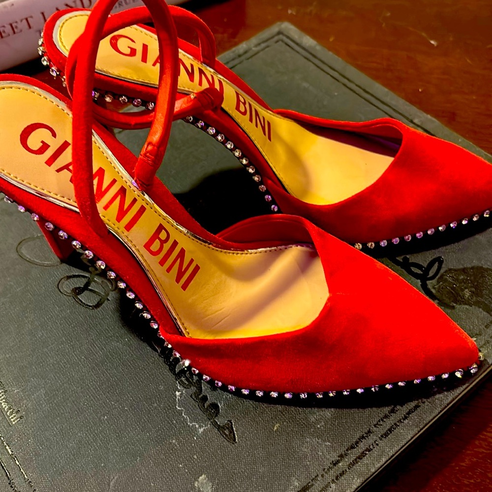 Beautiful red bling out shoe worn, maybe two hours